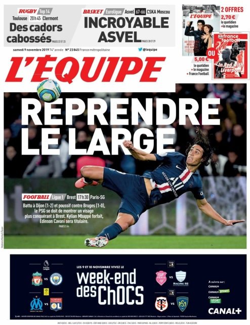 L'equipe Du Samedi 09 Novembre 2019