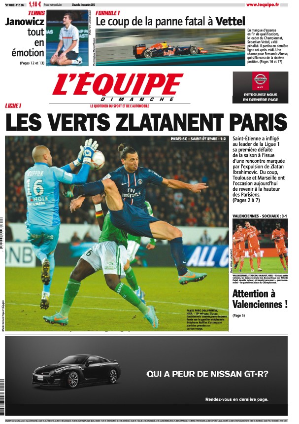 L'equipe Edition du 04 Novembre 2012