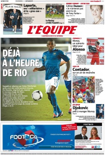 L'equipe Edition du 10 Septembre 2012