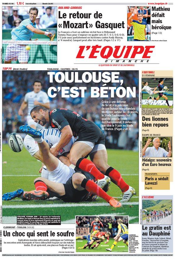 L'equipe Edition du 3 juin 2012